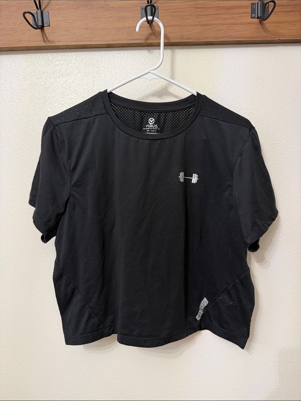 Virus Black Performance Training Tee with Silver Barbell Logo